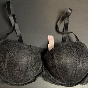 PINK By Victoria Secret, Date Push Up Black Lace Convertible Straps Size 36D!